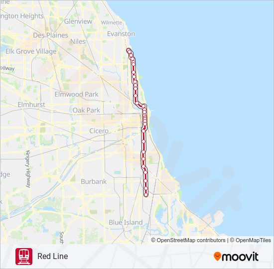 RED LINE Chicago 'l' Line Map