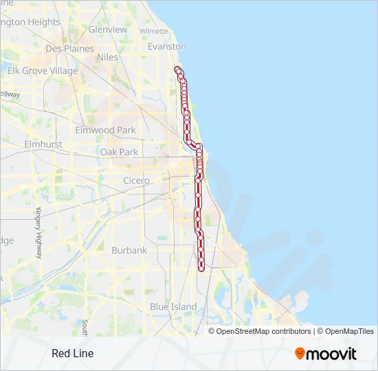 RED LINE Chicago 'L' Line Map