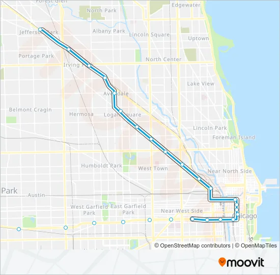 BLUE LINE Chicago 'L' Line Map