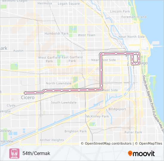 PINK LINE Chicago 'L' Line Map