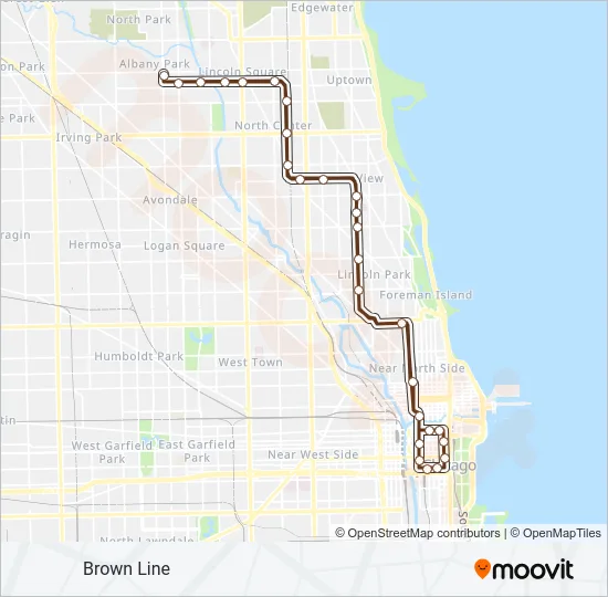 BROWN LINE Chicago 'L' Line Map