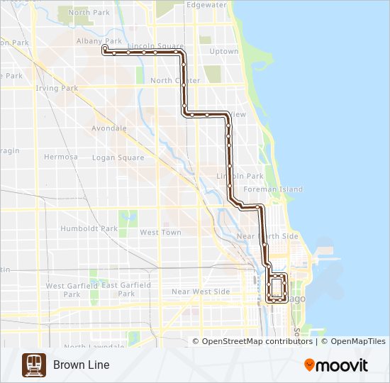 BROWN LINE Chicago 'L' Line Map