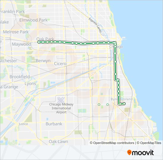 GREEN LINE Chicago 'L' Line Map