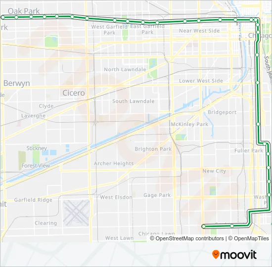 GREEN LINE Chicago 'L' Line Map
