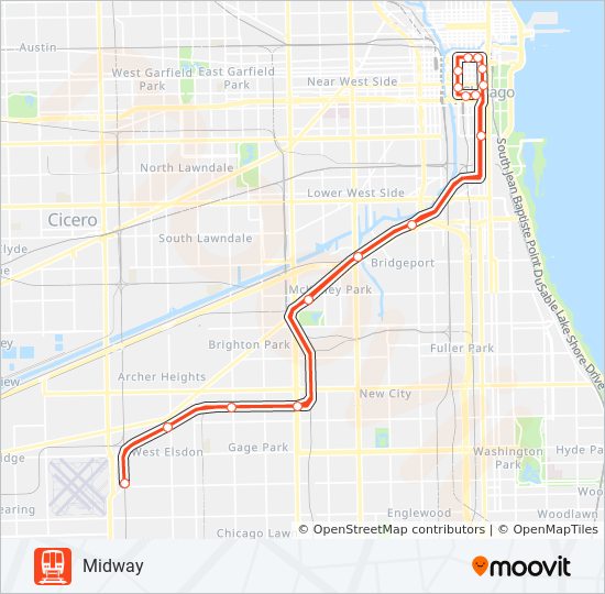 ORANGE LINE Chicago 'L' Line Map