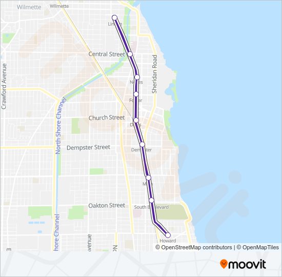 PURPLE LINE Chicago 'L' Line Map