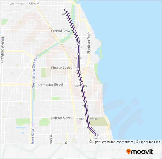 PURPLE LINE Chicago 'L' Line Map