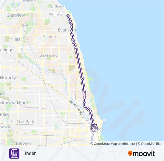 Mapa de PURPLE LINE de Chicago 'L'