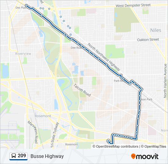 Mapa de 209 de autobús