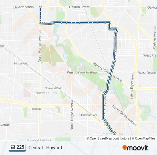 225 bus Line Map