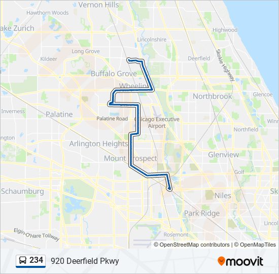 Mapa de 234 de autobús