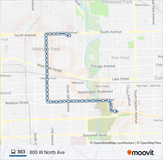 303 bus Line Map