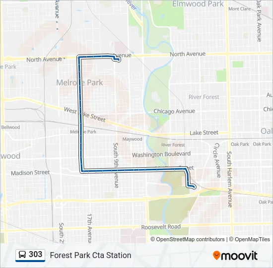 303 Bus Line Map