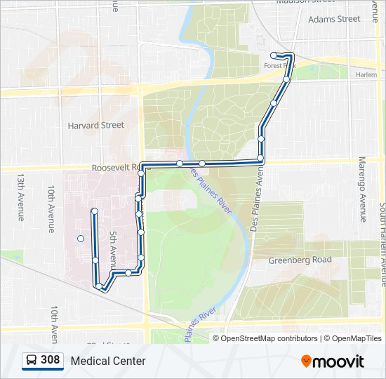 308 Bus Line Map