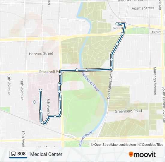 308 Bus Line Map