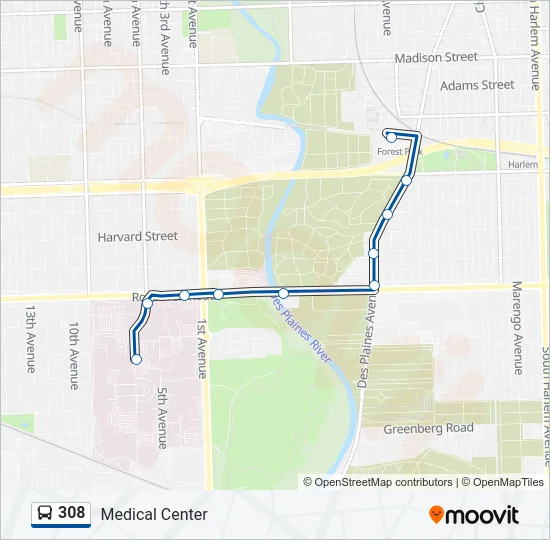 308 Bus Line Map