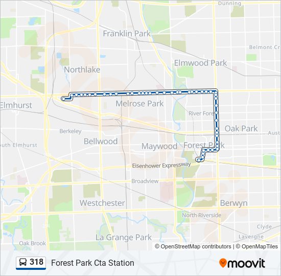 Mapa de 318 de autobús