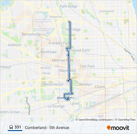 Mapa de 331 de autobús