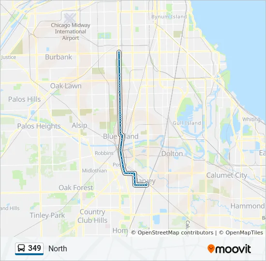 Pace Bus Route Map 349 Route: Schedules, Stops & Maps - North (Updated)