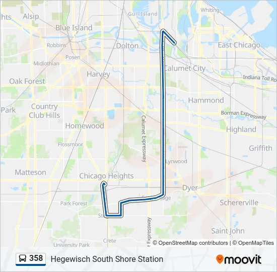 358 Bus Line Map