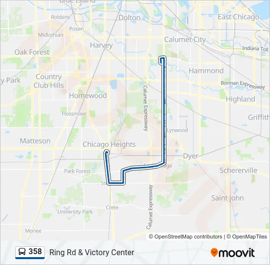 358 Bus Line Map