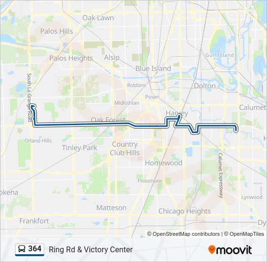 364 bus Line Map