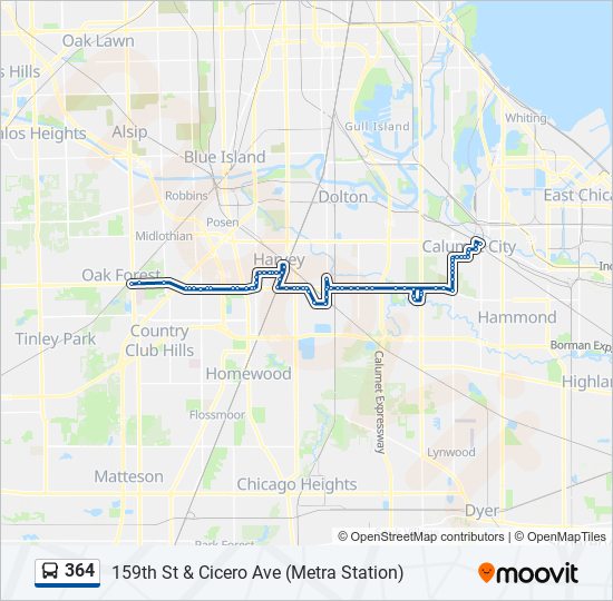 364 bus Line Map