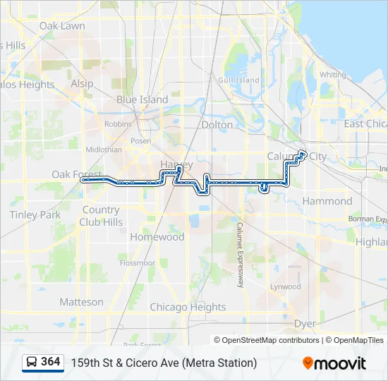 364 Bus Line Map