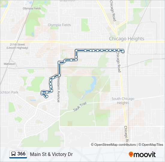 366 bus Line Map