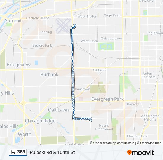 Mapa de 383 de autobús