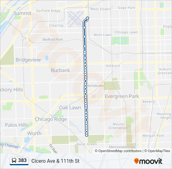 383 Bus Line Map