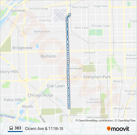 383 Bus Line Map