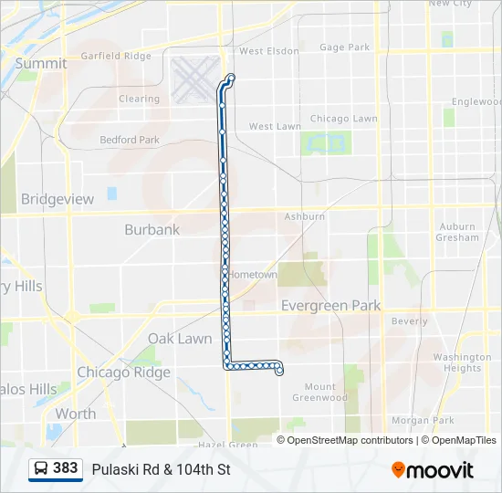 383 Bus Line Map