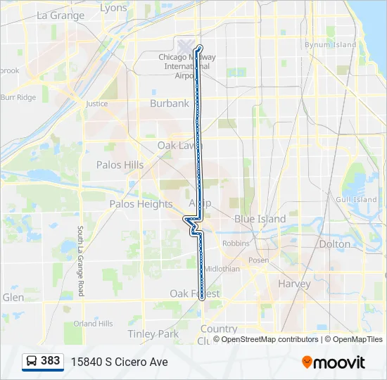 383 Bus Line Map