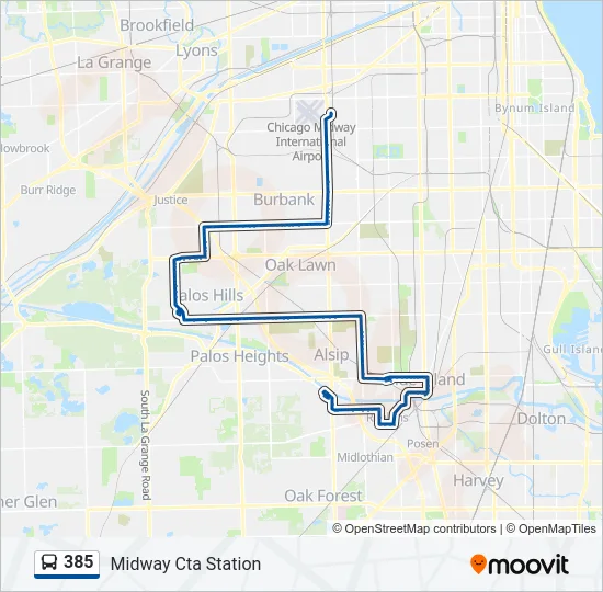 385 Bus Line Map