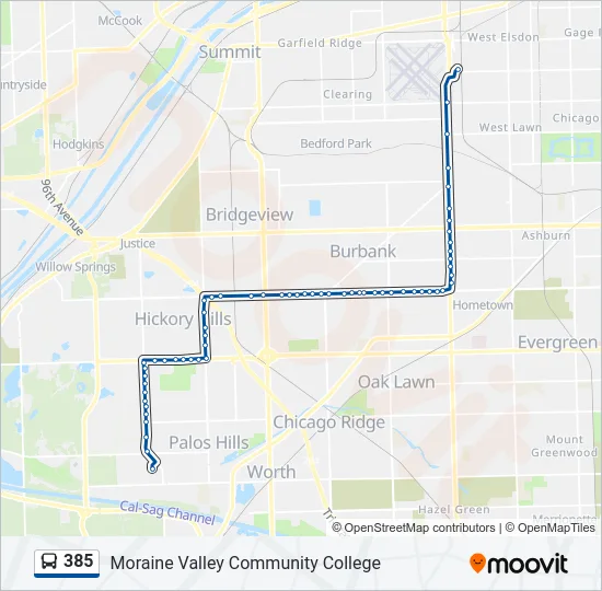 385 Bus Line Map