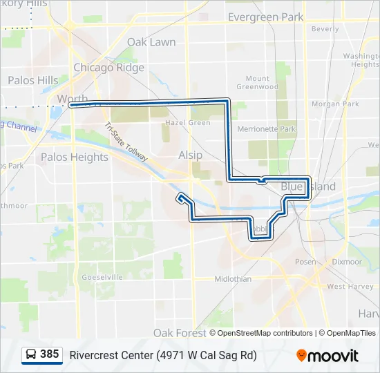 385 Bus Line Map