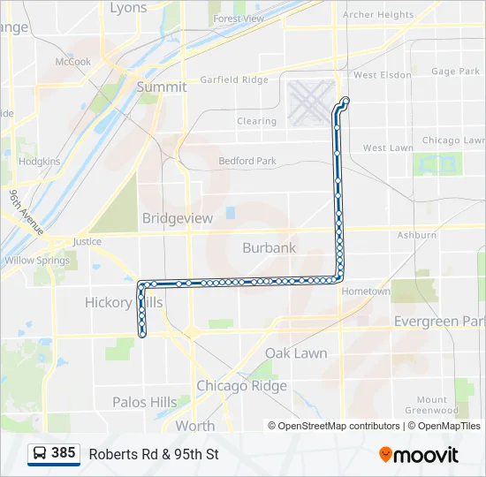 385 Bus Line Map
