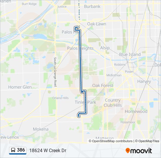 Mapa de 386 de autobús