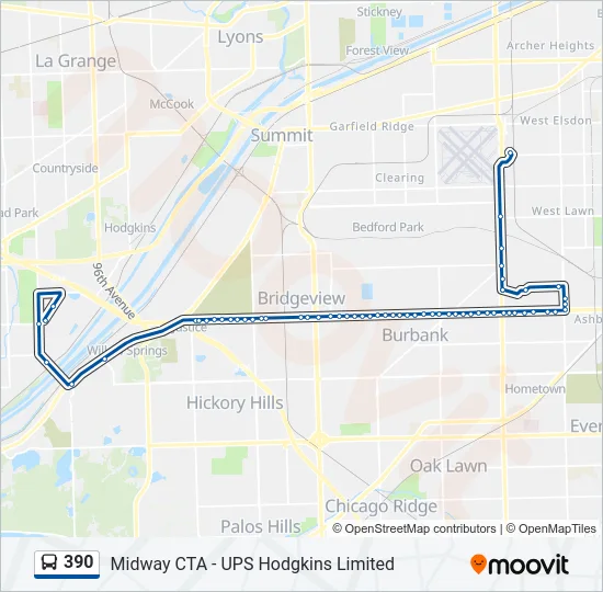 390 Bus Line Map