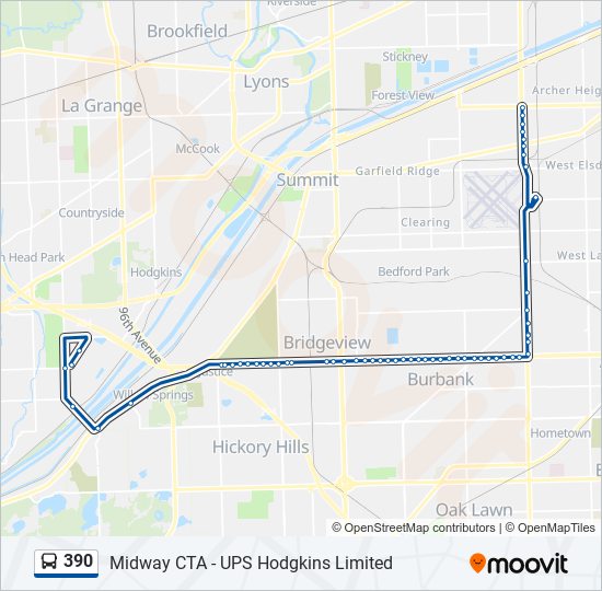 Mapa de 390 de autobús