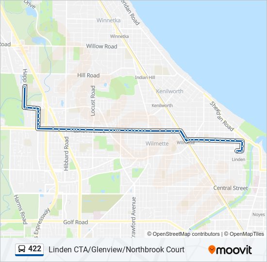 422 bus Line Map