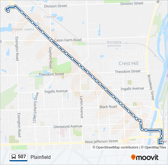 507 bus Line Map