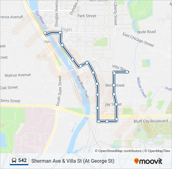 542 Bus Line Map