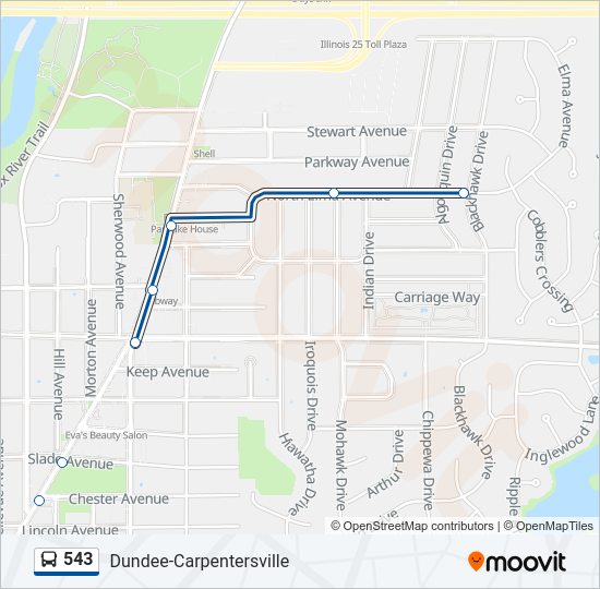 543 Bus Line Map