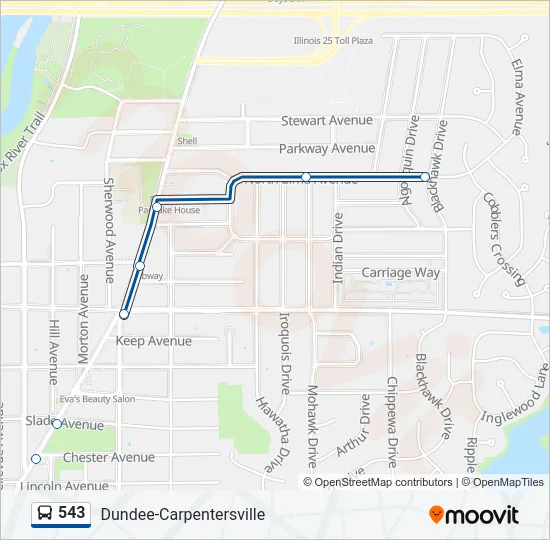543 Bus Line Map