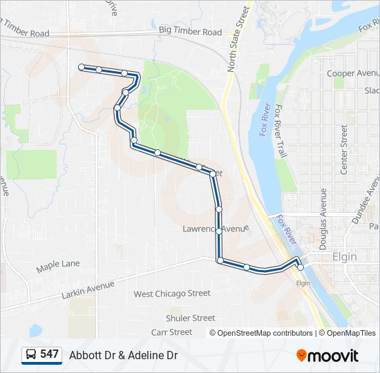 Mapa de 547 de autobús