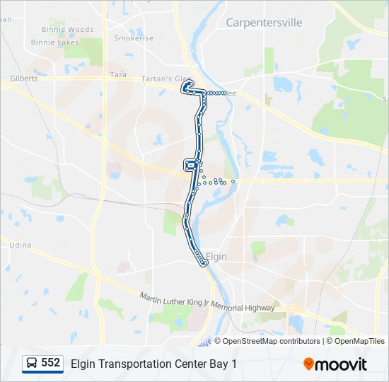 Mapa de 552 de autobús