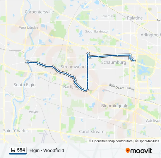 554 Bus Line Map