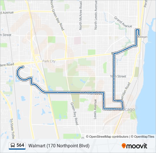 Mapa de 564 de autobús